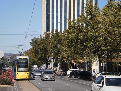路面電車も走ってるアデレード